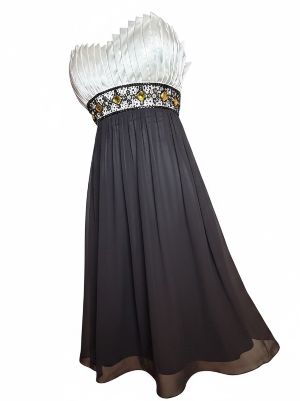 Morrell Maxie Y2K Silk Beaded Empire Waist Strapless Cocktail Dress Size 2‎